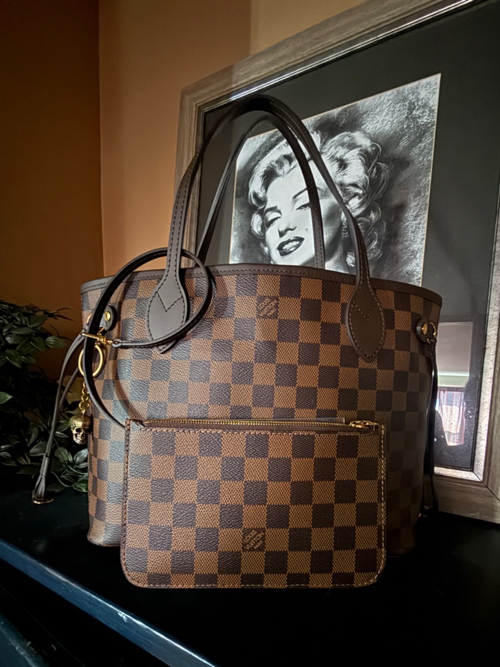 Louis Vuitt0n Brown Damier Canvas Tote with Removable Pouch